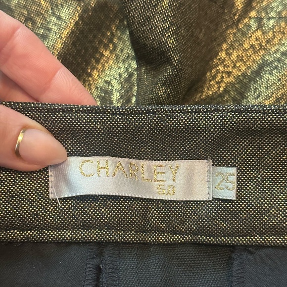 Charley 5.0 Boutique Metallic Gold and Black Women's Shorts- Size 25 - Picture 4 of 4